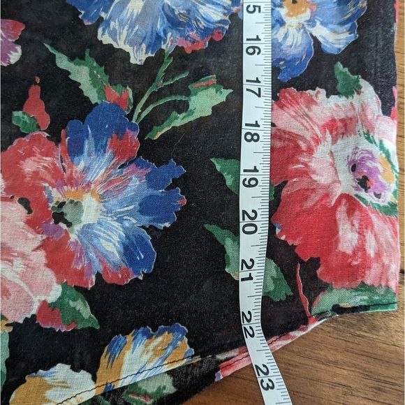 Floral gauzy vintage tie neck peter pan collar blouse M - Picture 11 of 15